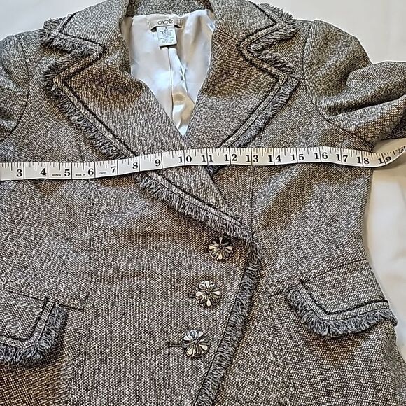 - Cache Metallic Tweed Fringe Blazer Jacket size small. - Picture 6 of 9